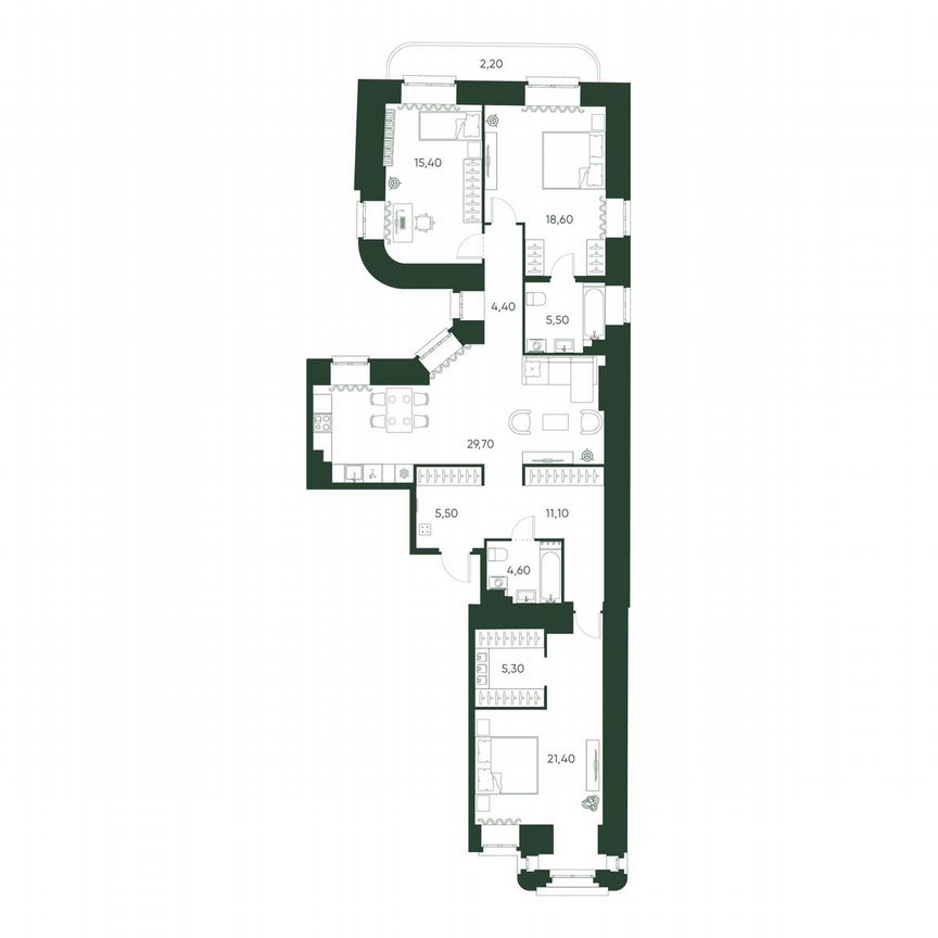 3-к. квартира, 123,6 м², 5/6 эт.