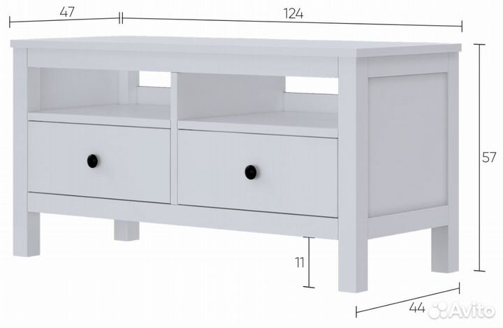 Тумба тв 2 ящика Икеа hemnes хемнэс кымор, белый