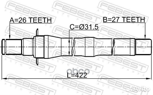 Полуось перед прав hyundai IX35/tucson 10MY