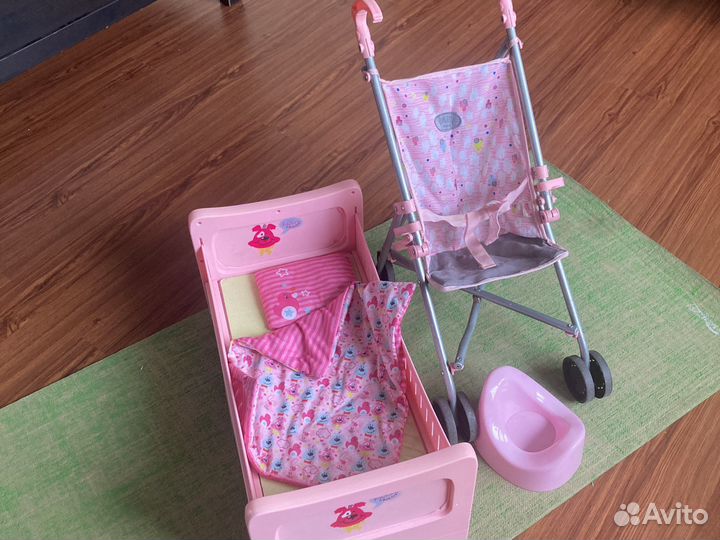 Игрушки пакетом: кроватка, коляска, горшок
