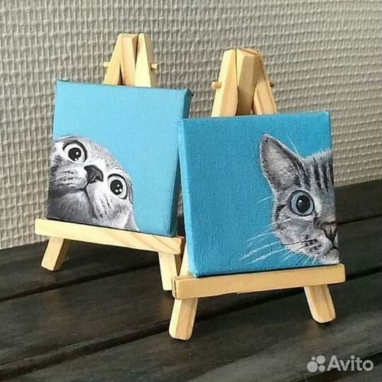 Мини холст картина магнит любимый питомец на заказ