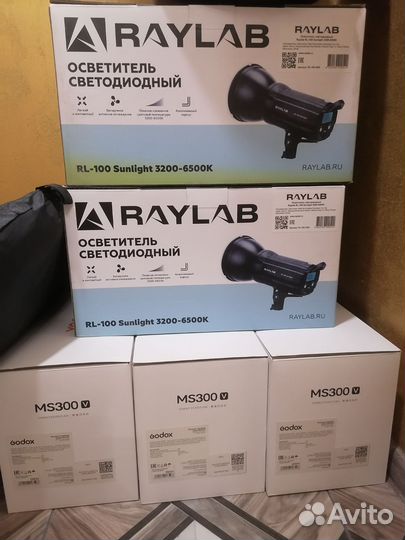 Студийное освещение raylab и вспышки godox ms300v