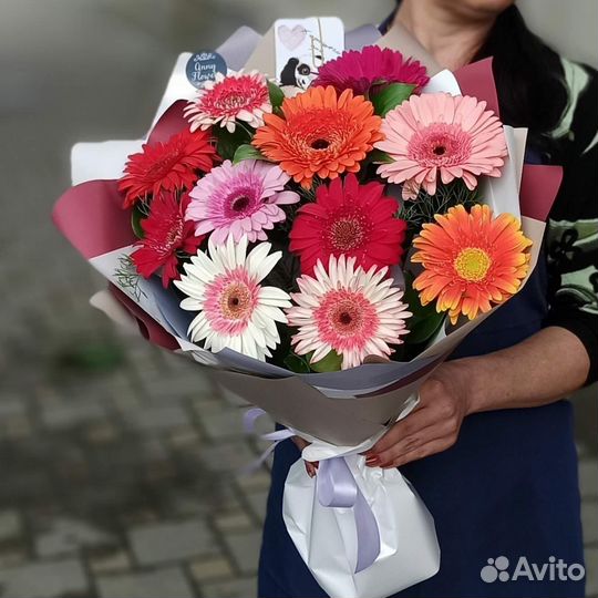 Герберы анапа. букет цветов. доставка цветов