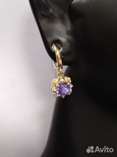 Золотые серьги с фианитами