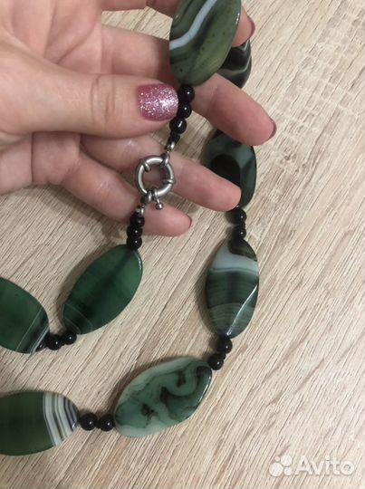 Ожерелье из нат.агата бусы