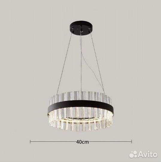 Светильник подвесной 6005 черный D400/H1200/LED
