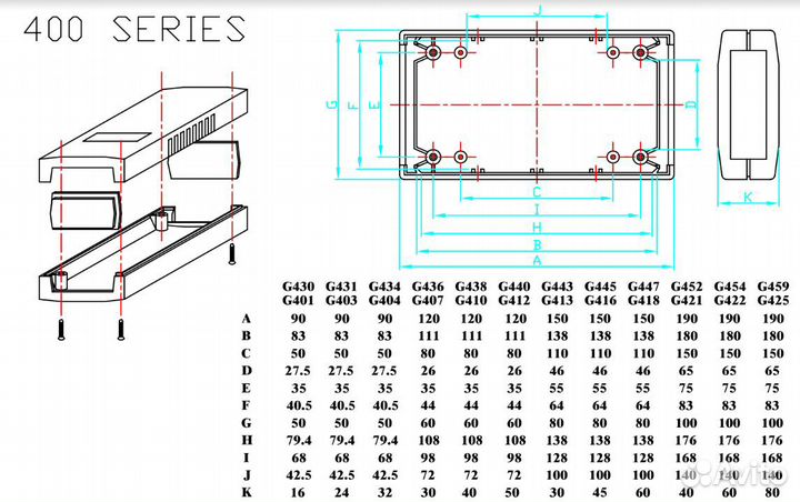 Корпус для рэа gainta G431 90х50х24мм