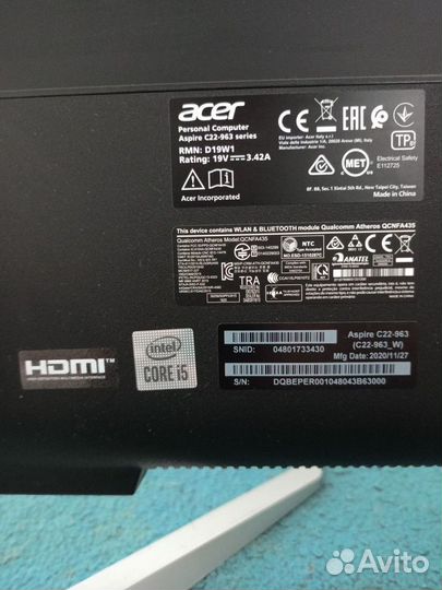 Моноблок Acer aspire c22 963 series