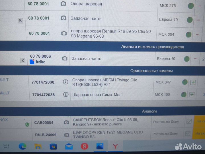 Шаровая опора Renault R19 clio megan