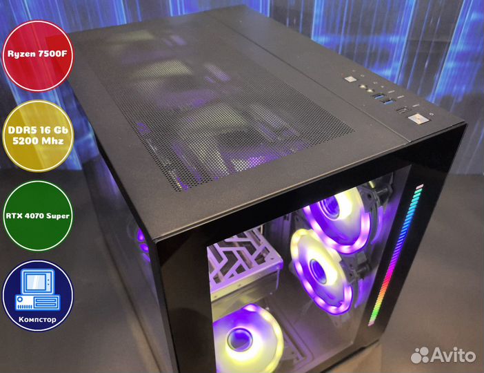 Собранный компьютер AMD7500F-RTX4070SUP-16DDR5-LVO4367