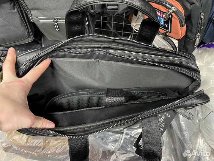 Мужская кожаная сумка портфель для ноутбука и доку