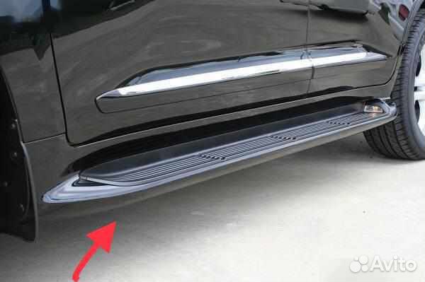 Левый порог Land Cruiser 200 в сборе. Черный