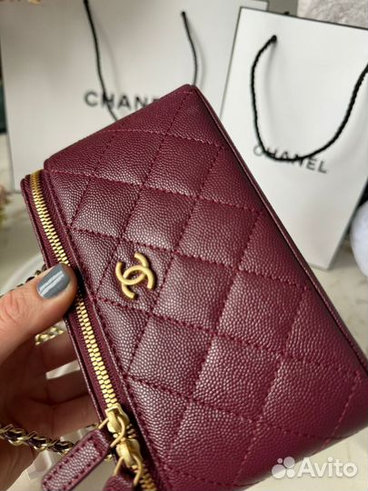 Бьюти кейс chanel сумка бордовый оригинал