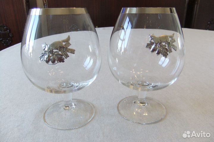 Бокалы с мельхитр.накладками, Богемия, чсср