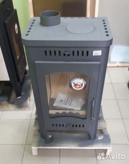 Печь-камин Бавария Оптима с плитой незабудка