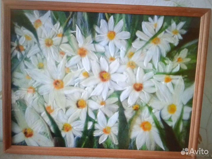 Картины, броши на заказ из шерсти