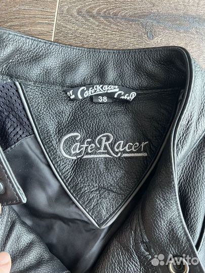 Женская Кожаная мото куртка Cafe racer