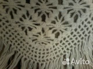 Шаль вязаная крючком, белая, п/ш