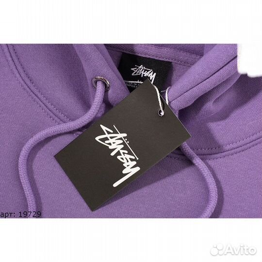 Худи stussy violet logo сиреневое