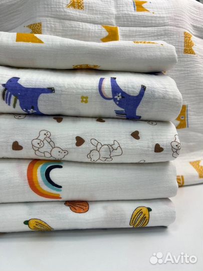 Пеленки детские муслиновые 80*100 5шт