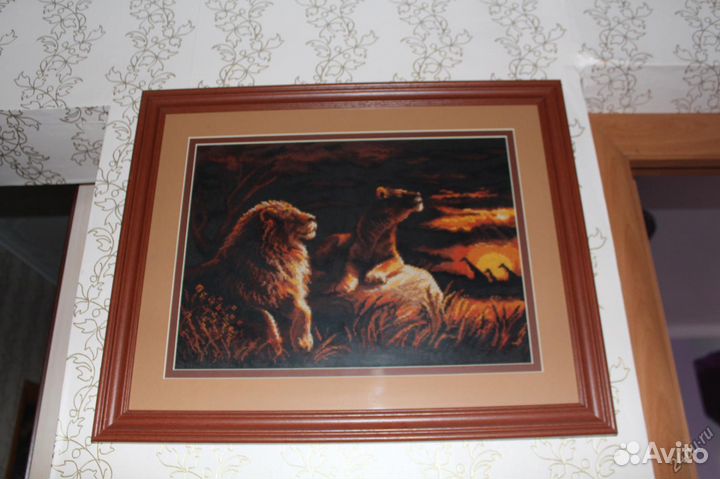 Картина саванна, львы