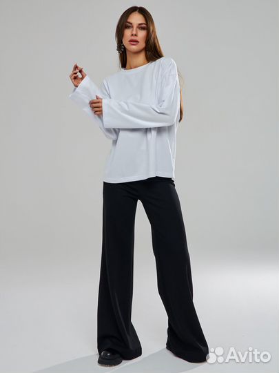 Кофта женская белая оверсайз (лонгслив)