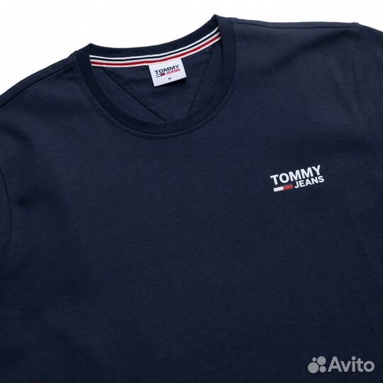 Мужская синяя хлопковая футболка Tommy Jeans