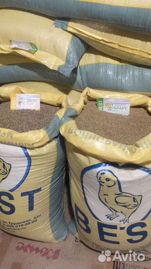 Комбикорм (старт, рост, финиш), зерно, отруби, мел