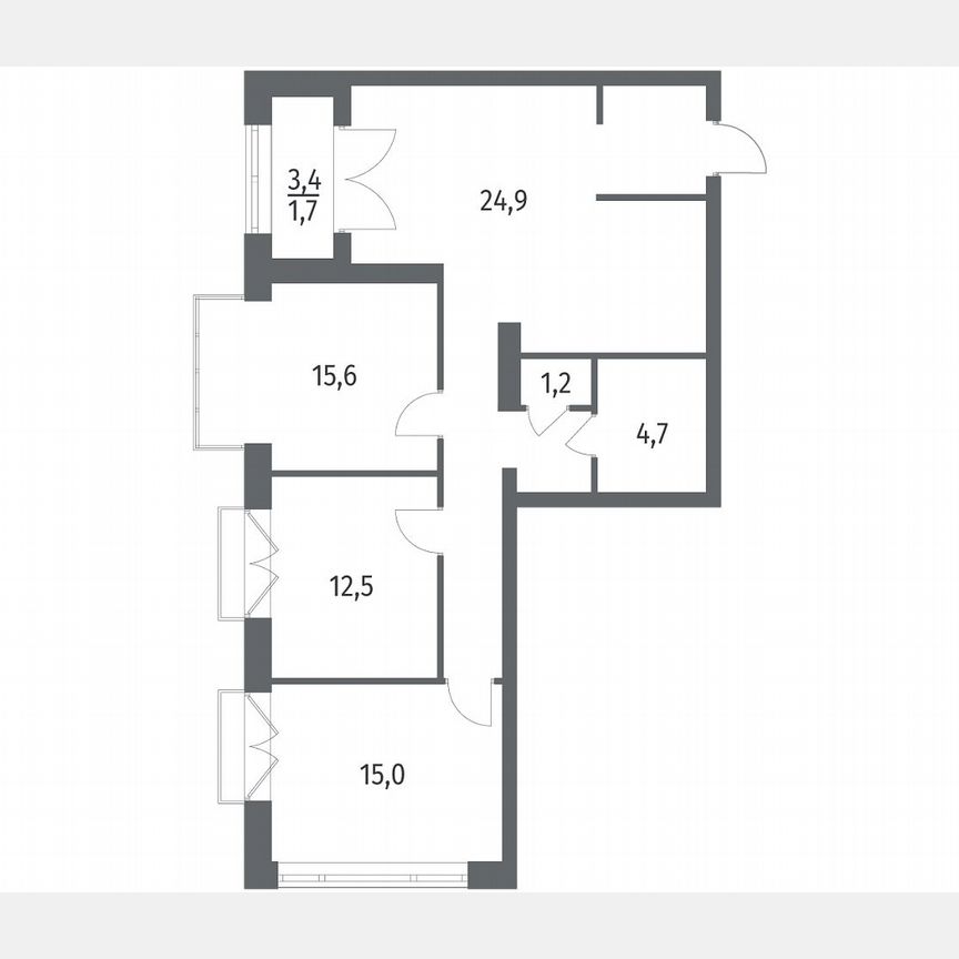 3-к. квартира, 89,5 м², 11/11 эт.