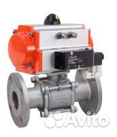 Кран шаровой DN.ru кшфпт.304.180 Ду25 Ру40, трехсоставной полнопроходной фланцевый, нержавеющая стал