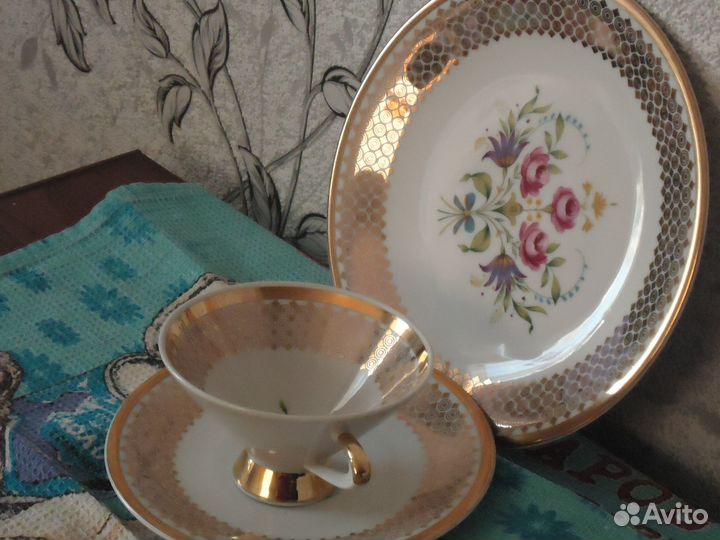 Фарфор из Германии. витраж.чайное трио