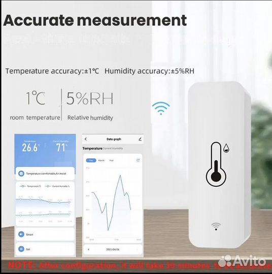 Датчик температуры и влажности Tuya WiFi