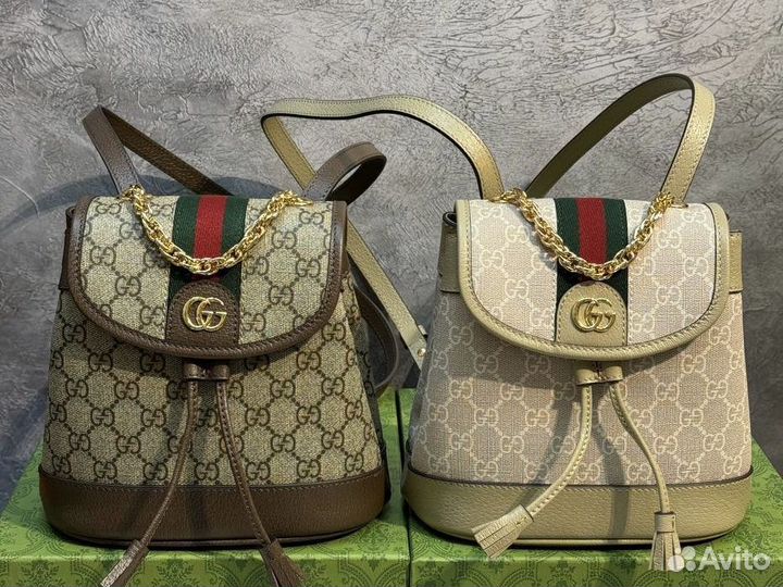 Рюкзак женский Gucci Ophidia бежевый ткань кожа ср