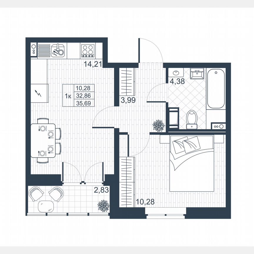 1-к. квартира, 34,3 м², 7/8 эт.