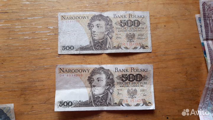 Старые Банкноты Злоты, Донг, Тенге, Рубль