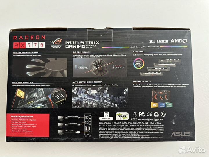 Видеокарта asus Radeon RX 570 8 gb