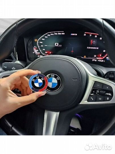 Знак бмв/значок руля BMW 45мм с надписью