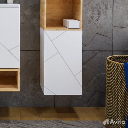 Шкаф навесной Бриклаер кристалл 35х60 см, белый