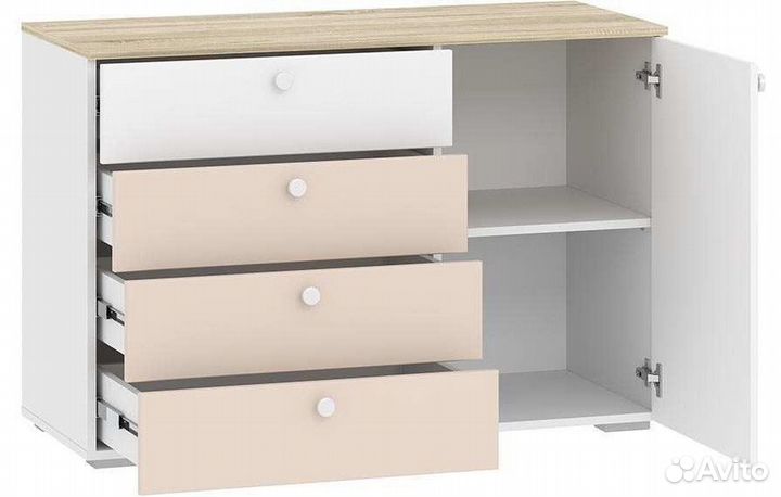 Нм 041.39 комод Банни белый/сонома/бисквит