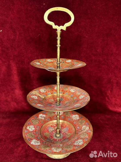 Этажерка фруктовница конфетница латунь индия СССР