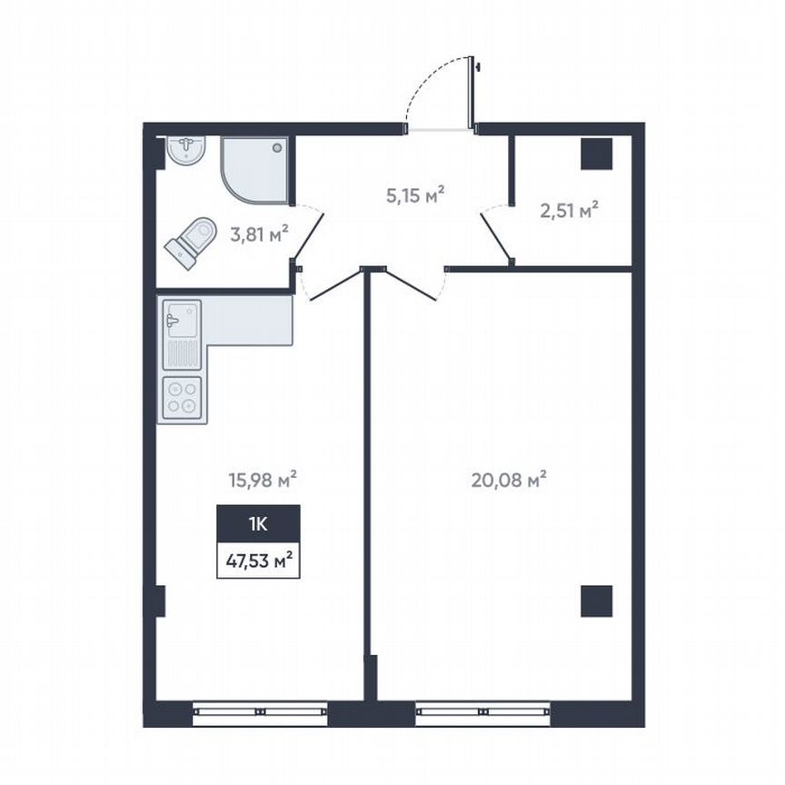 1-к. квартира, 47 м², 1/18 эт.
