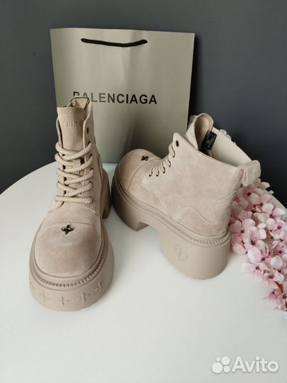 Ботинки полуботинки берцы Balenciaga натуральные