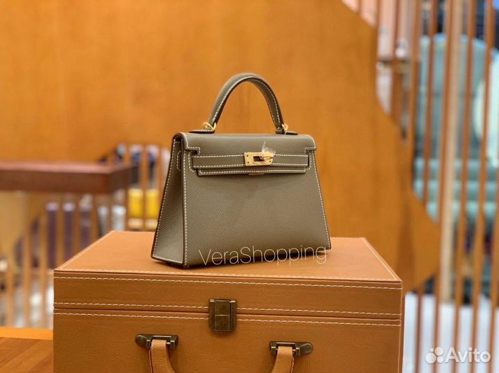 Сумка Hermes mini kelly 20 Etoupe GHW