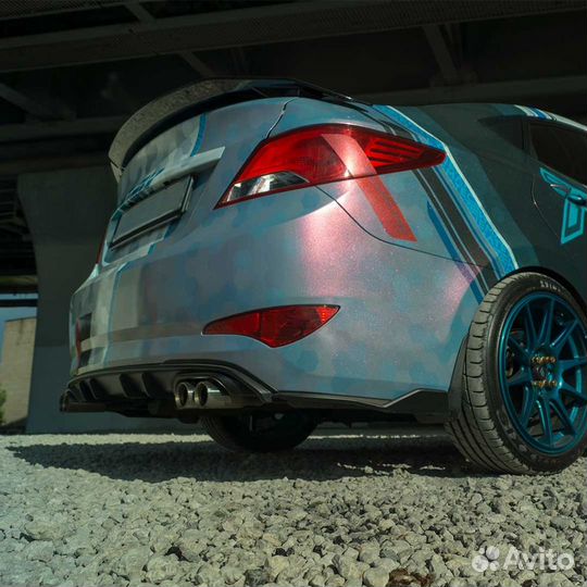 Юбка заднего бампера для Hyundai Solaris 2010-2016