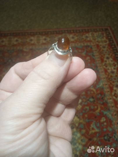 Серебряное кольцо с янтарем СССР