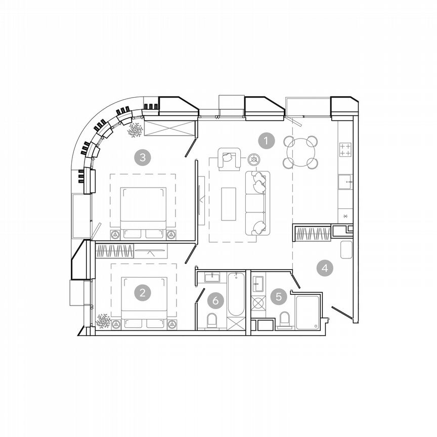 3-к. квартира, 79,1 м², 12/21 эт.