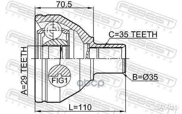 Шрус внутренний левый 29x35x35 2711-XC90LH Febest