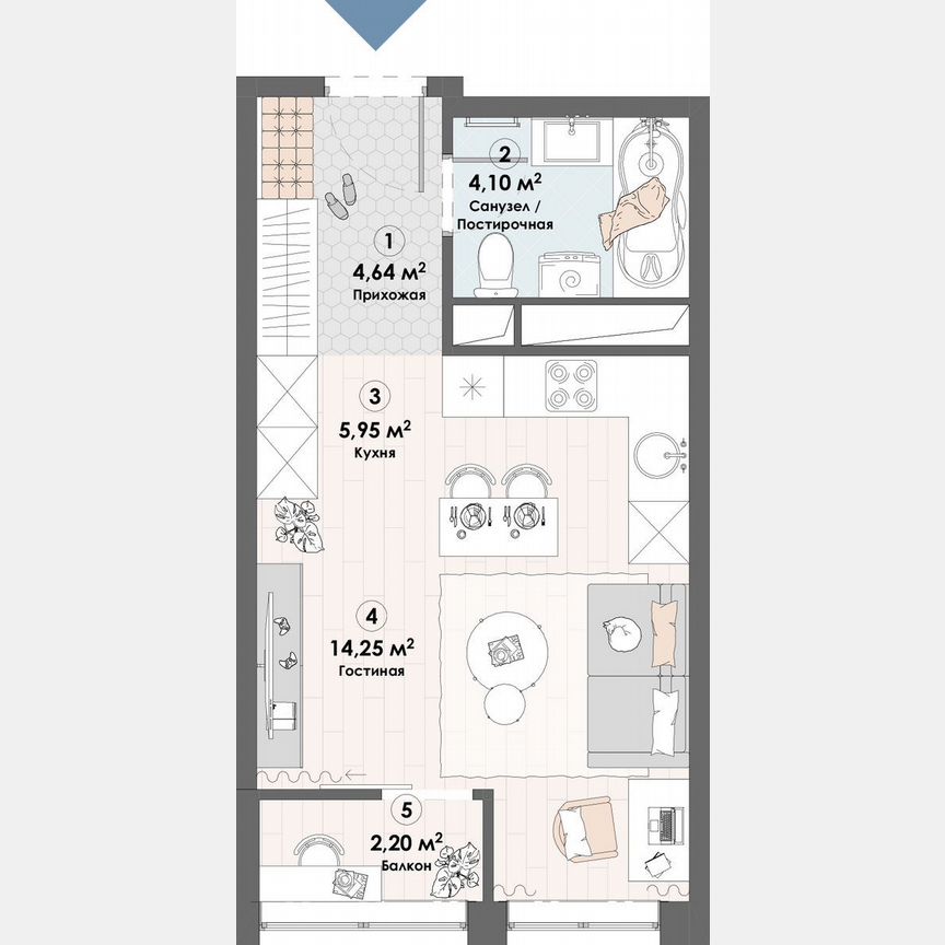 Квартира-студия, 31,1 м², 6/23 эт.
