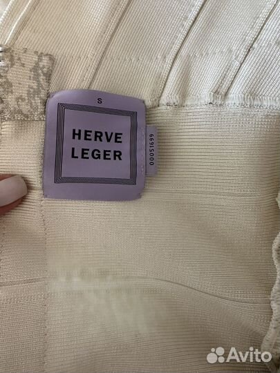 Платье бандажное Herve Leger-оригинал, белое (S)