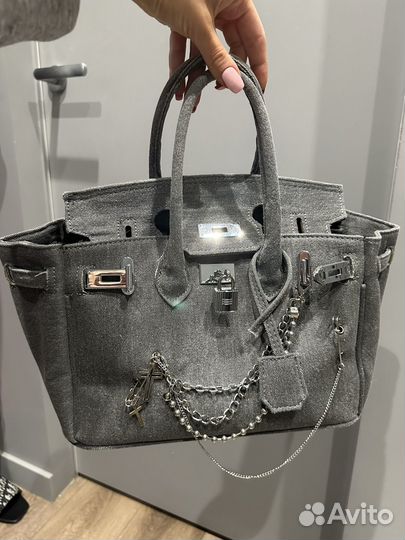 Сумка джинсовая в стиле birkin